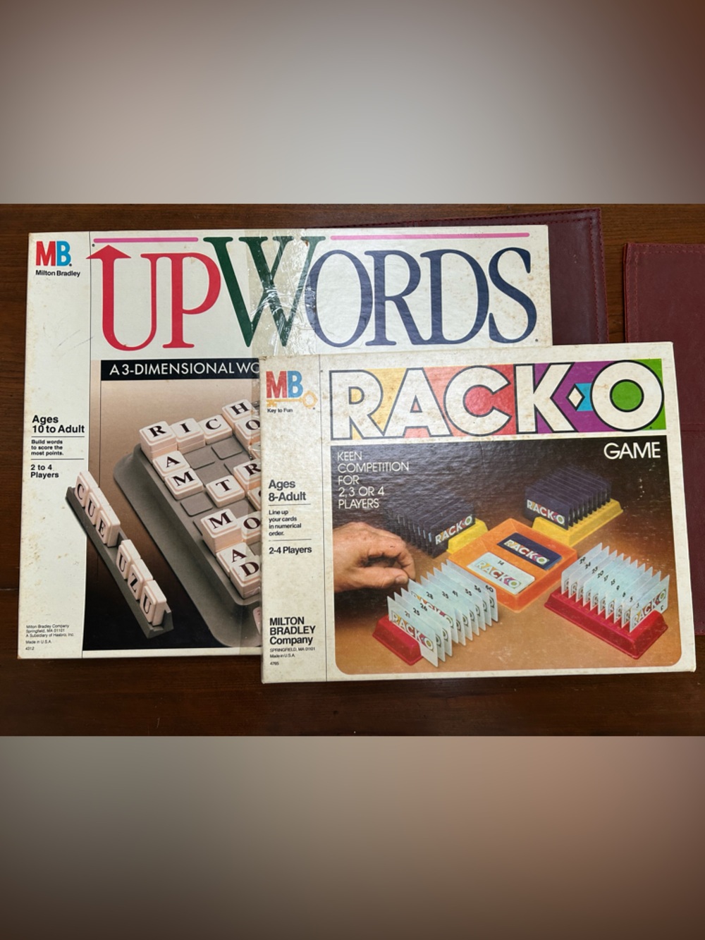 Two Vintage Games “Rack-O”& “Upwords” Board Game Sets. Some marks on outside.